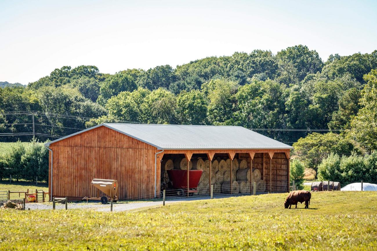Wooden Hay &amp; Tractor Barn