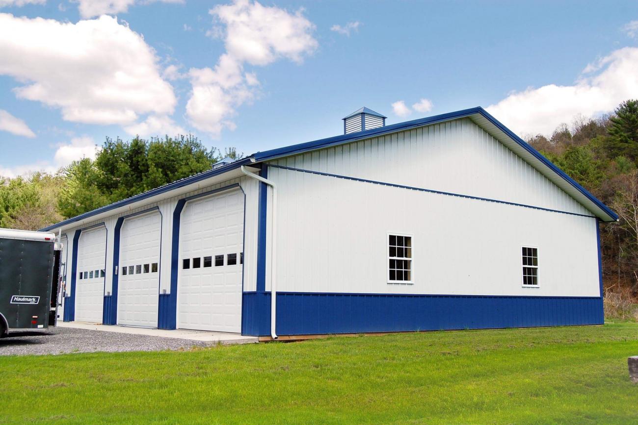 Blue &amp; White Metal Garage