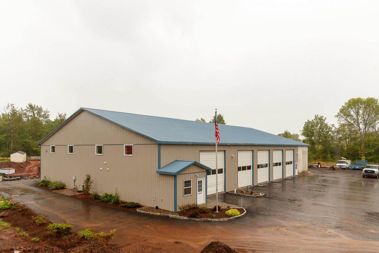 Blue &amp; Brown Metal Commercial Building