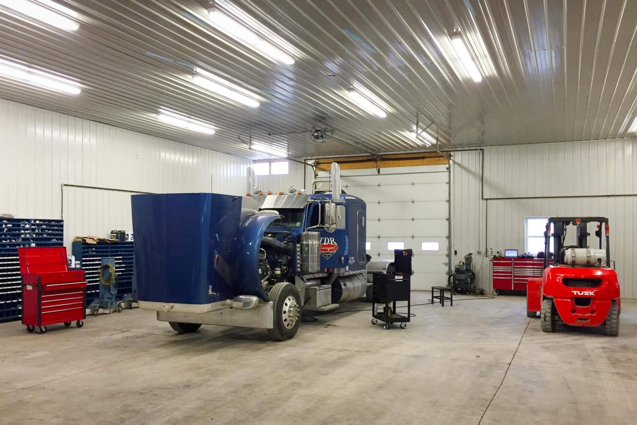 Tan &amp; Green Metal Commercial Building Inside