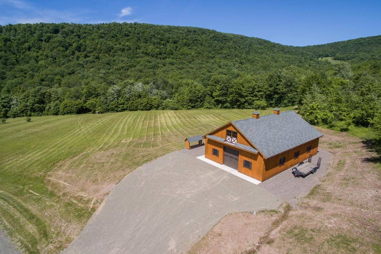 Wooden Barn Aerial View