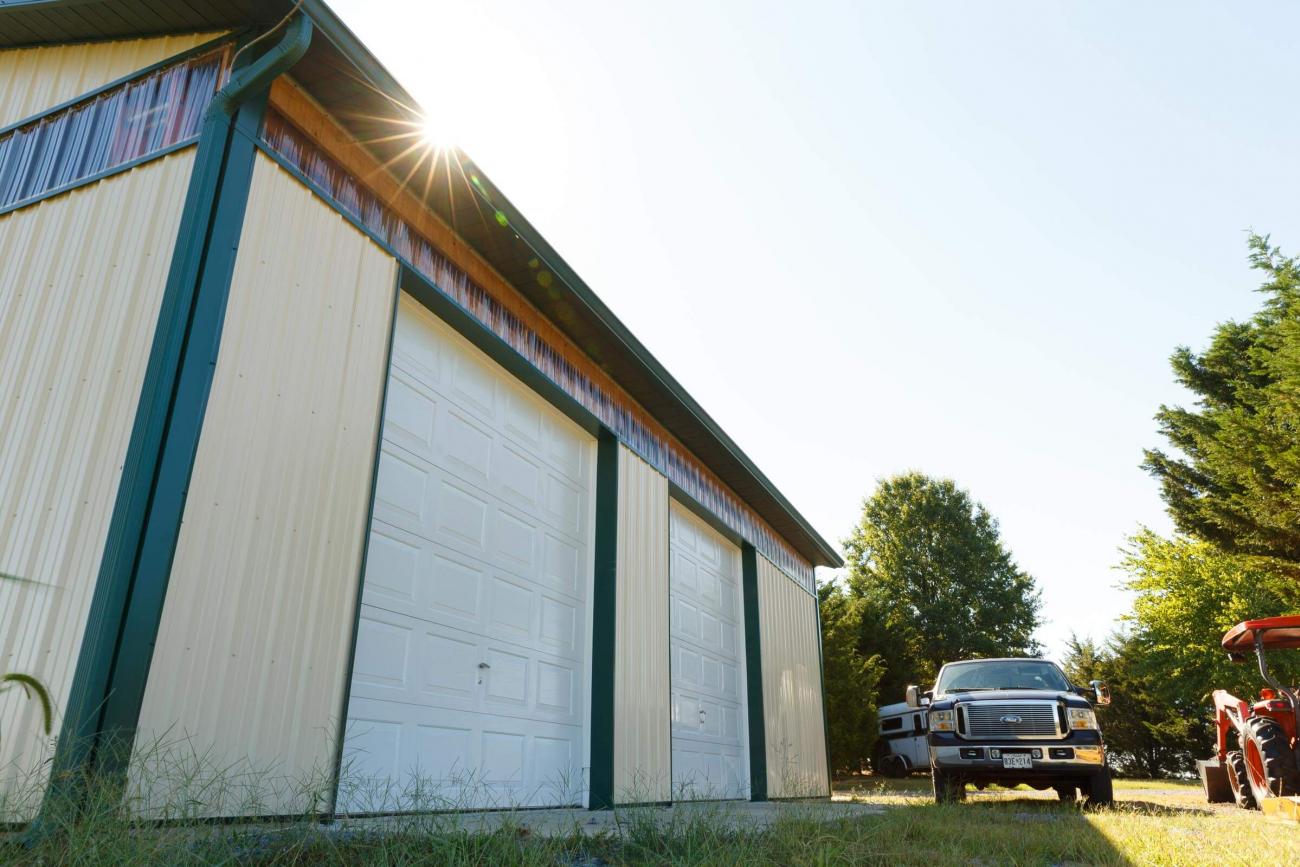Green & Tan Metal Shed