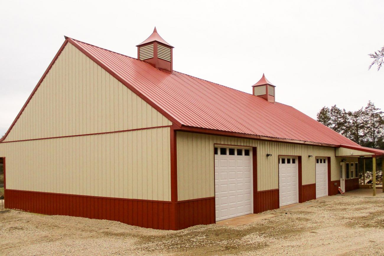 Tan &amp; Red Barn Back View