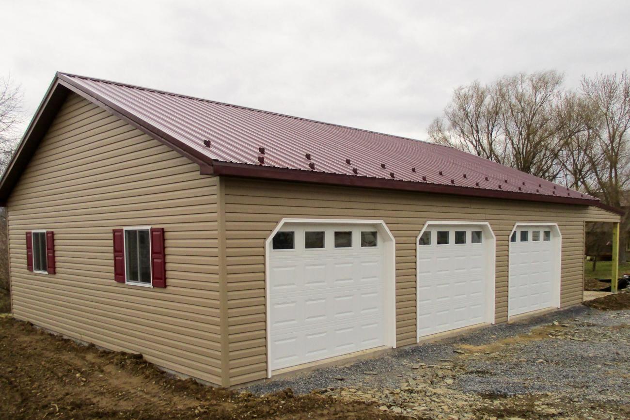 Red Metal Roof Garage