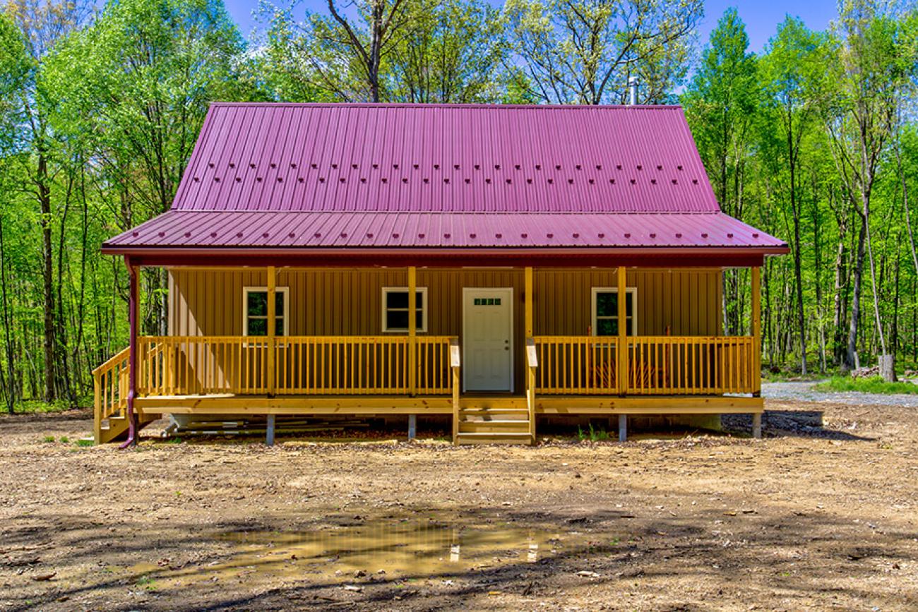Maroon Metal Roof Cabin