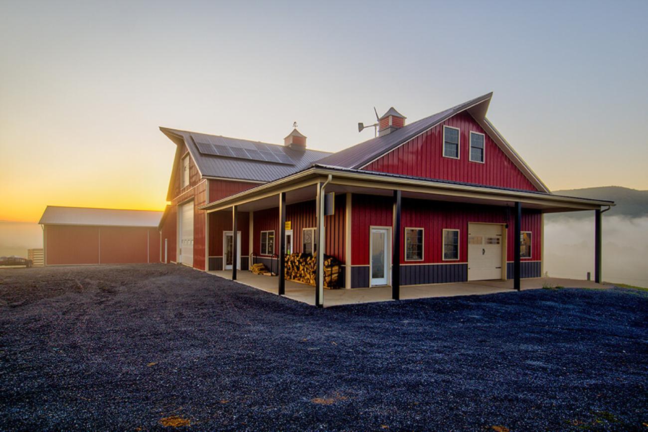 Red &amp; Grey Metal Building