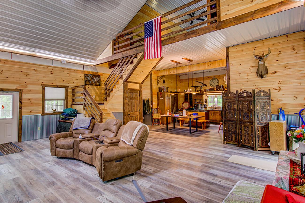 Bright Red Metal Cabin Inside