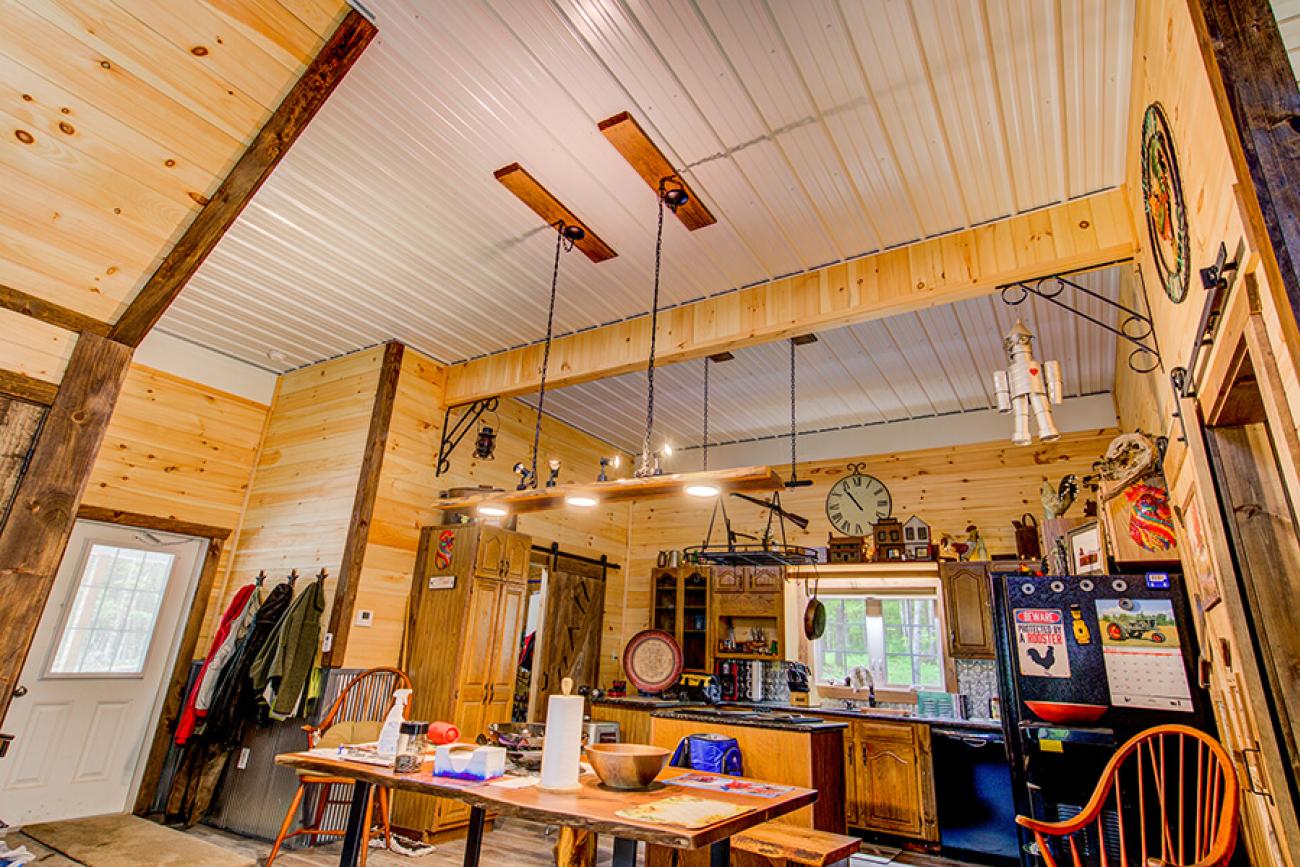 Bright Red Metal Cabin Inside