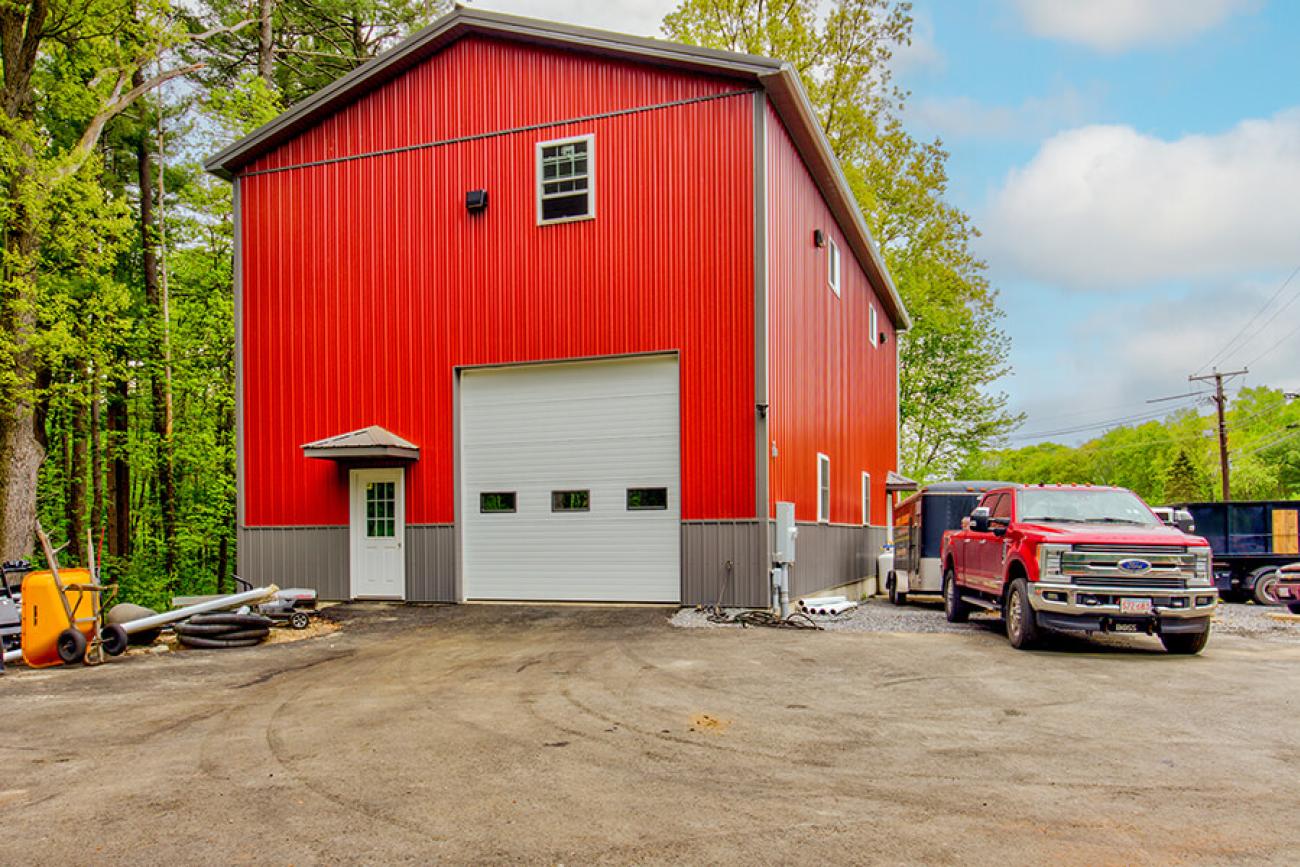 Tall, Red Metal Shed
