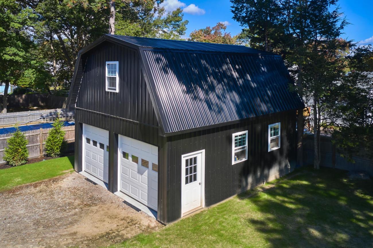 Metal garage with gambrel roof