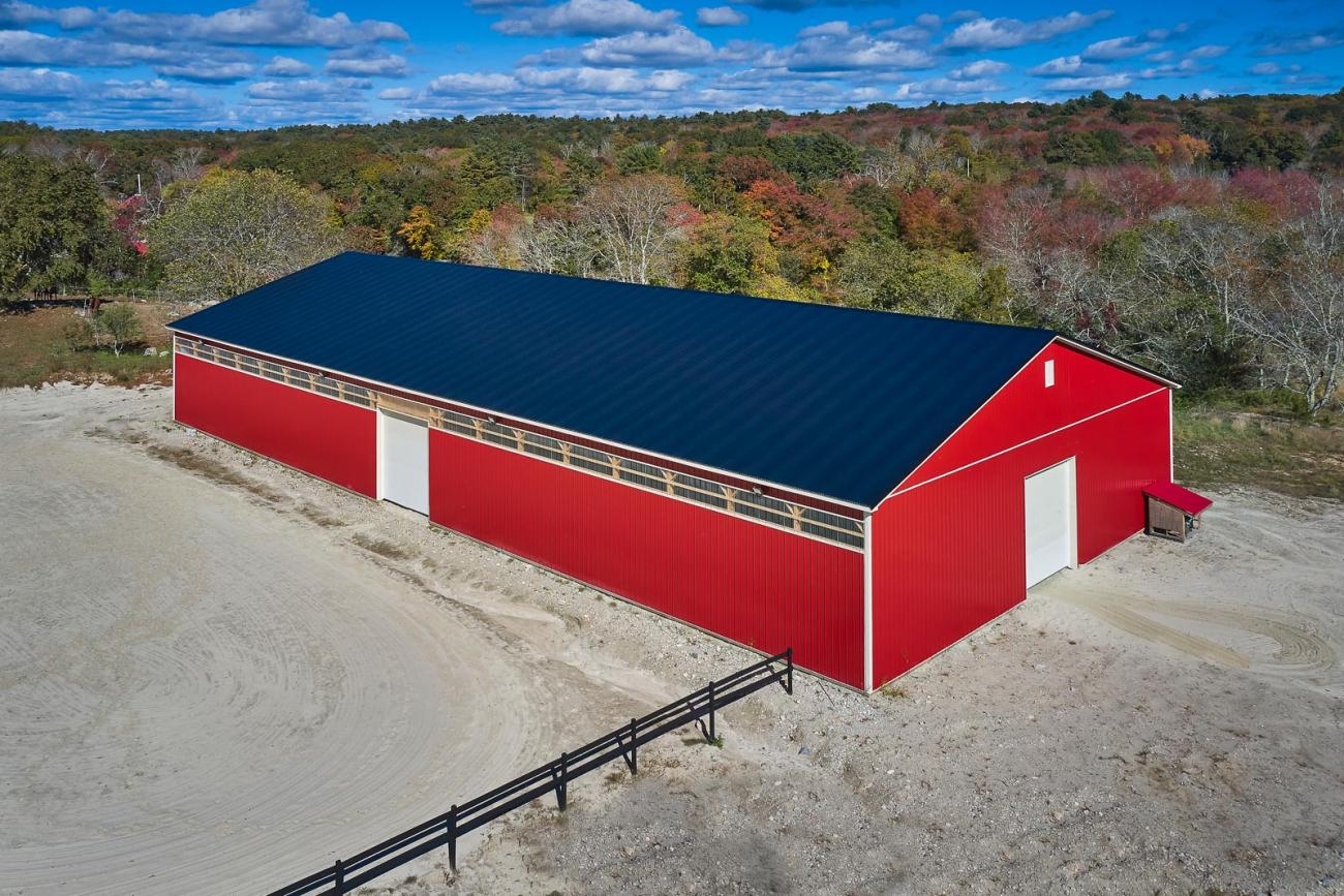 Metal pole barn riding arena