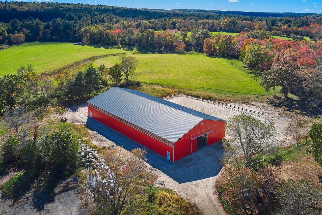 Red Metal Riding Arena