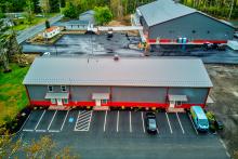 Grey Metal Commercial Building Aerial View