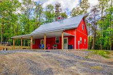 Bright Red Metal Cabin