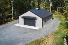 Metal garage with cupola